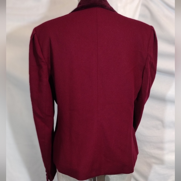 Chaus Vintage, Wool Blazer women jacket, burgundy red bttnUop, velour, collar,12 - Picture 3 of 14